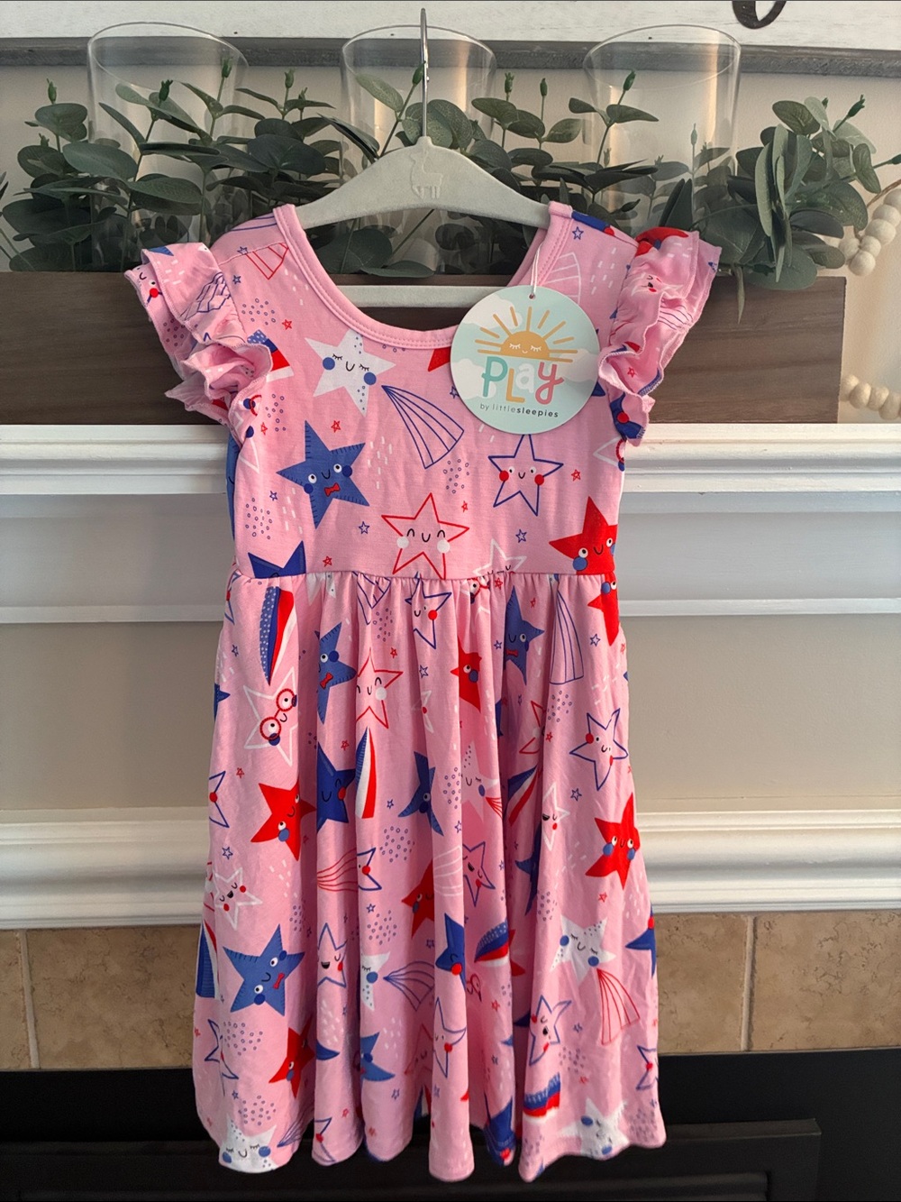 2Y Little Sleepies Pink Stars and Stripes Twirl Dress NWT